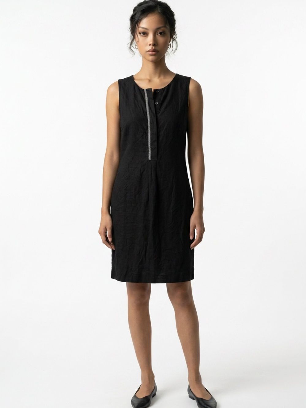 FABIANA FILIPPI | Linen Blend Sleeveless Black Shift Dress Women’s Size Small